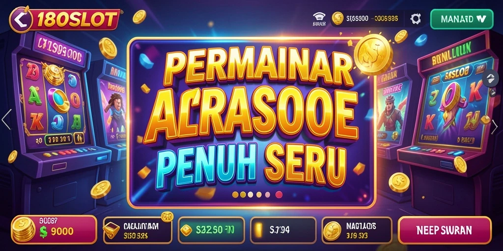 Tampilan gameplay menyenangkan dari 180SLOT dengan berbagai tema slot.
