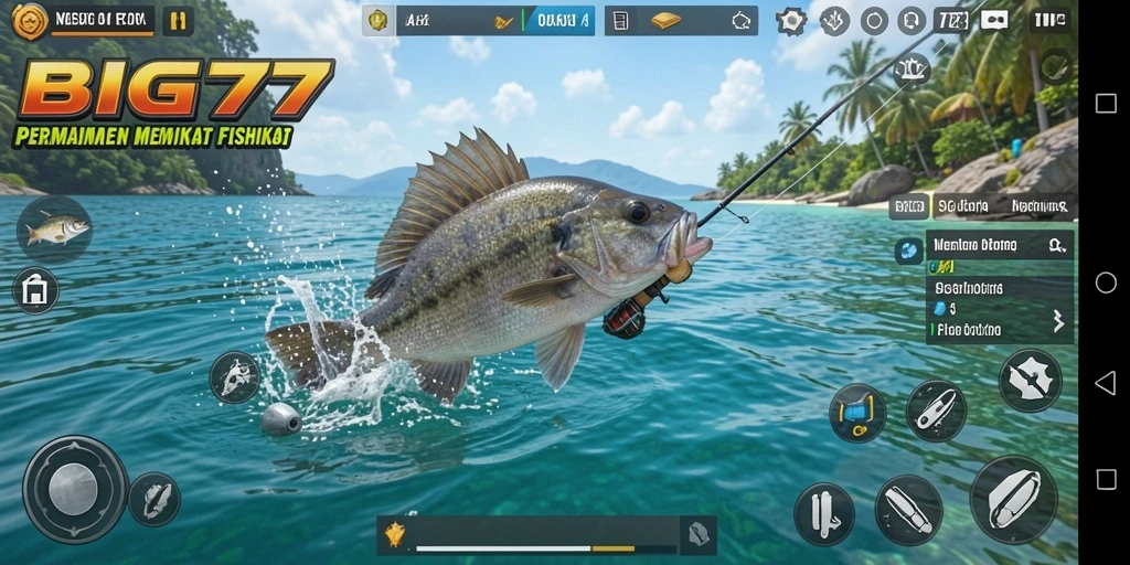 Tangkapan ikan besar dalam gameplay memancing seru.