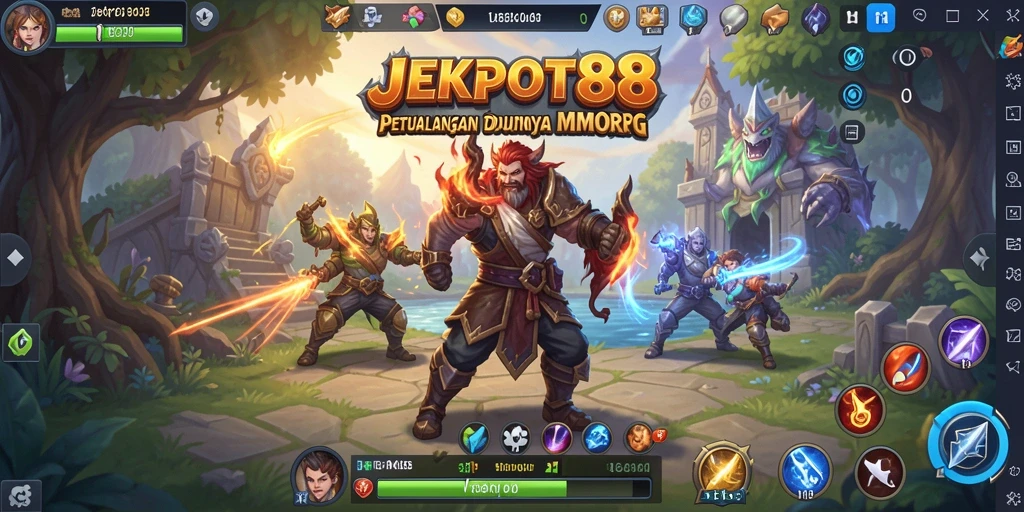 Tangkapan layar utama JEKPOT88 menampilkan pertarungan seru dalam dunia MMORPG.