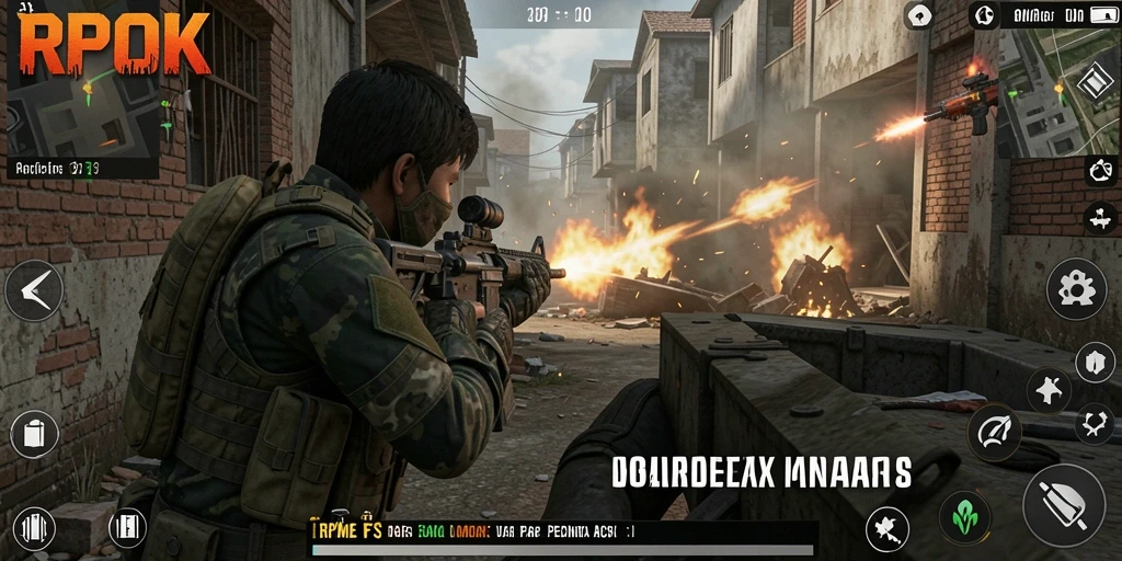 Tangkapan layar utama RPOK menampilkan aksi gameplay FPS yang seru.